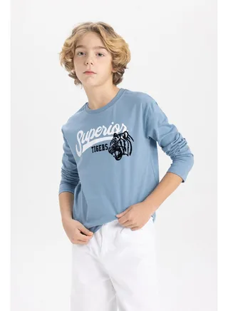 Boy Regular Fit Crew Neck Knitted Long Sleeve T-Shirt 