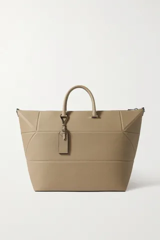 Valextra - Polyhedral Textured-leather Tote - Gray