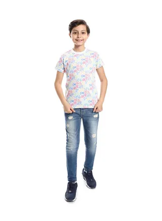 Cotton Round Neck Short Sleeve T-Shirt For Boy _White 