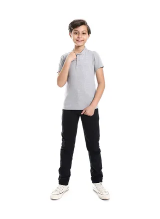 Henely Neck Basic Tshirt Casual Look For Boy _ Light Grey 