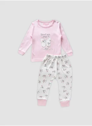 Long Sleeve Top And Pyjama Set Ivory 
