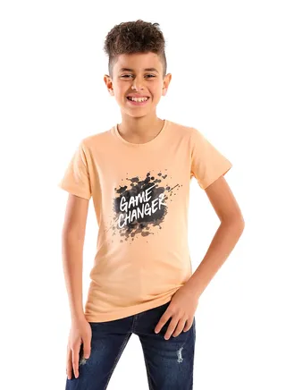Boys Comfy Slip On T-Shirt - Salmon 