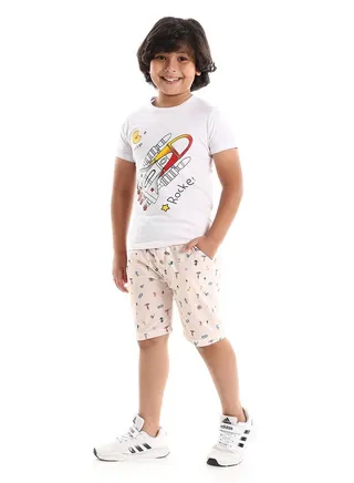 "Rocket" Printed T_Shirt For Boy _ White 