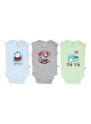 Bundle Of Three Sleeves Snap Closure Bodysuit Multicolour 