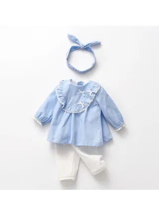 Girls' Long Sleeve Set Autumn Fashion Baby Korean Edition Spring and Autumn Two Piece Girls' Princess Clothing 