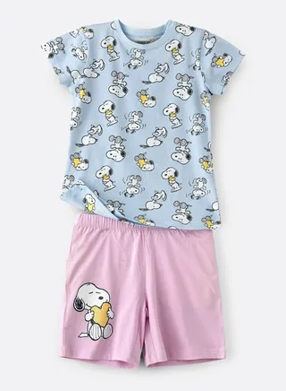 Sleep Story  By Urban Haul  Peanuts Snoopy Shorts Set for Girls 