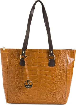 Made In Italy Leather Croc Embossed Tote