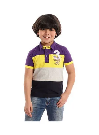 Casual Printed Polo Neck  T_Shirt Multicolour 