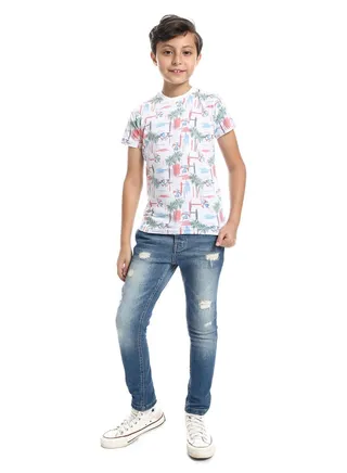 Summer Vibes Grey, White, Pink & Baby Blue Slip On Tee 