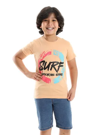"Breaking Waves" Fuchsia, Turquoise, Black & Simon Tee 