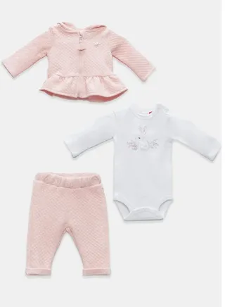 Baby Girl 3-Piece Tracksuit Set Pink 