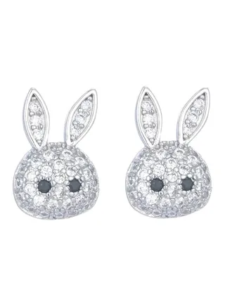 Bunny earrings gold plated circons for girls kids fashion party multicolour 