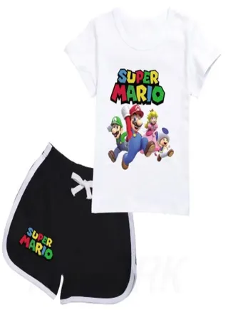 Super Mario Sets T-shirt Short For Girls Style 1 
