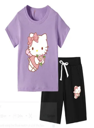 Hello Kitty Printed T-shirt Short For Girls Style 6 