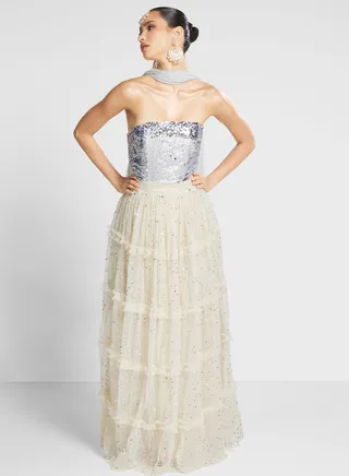 High Waist Sequin Detail Skirt
