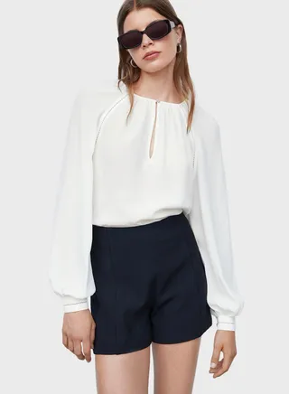 Round Neck Balloon Sleeve Top 
