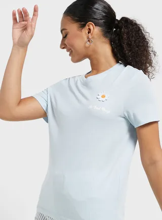 Crew Neck Graphic Detail T-Shirt 