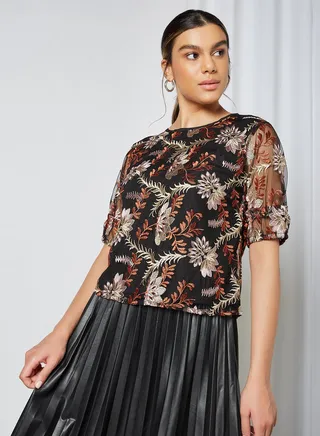 Embroidered Blouse Black Embroidery 