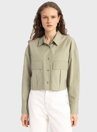 Regular Fit Basic Poplin Long Sleeve Shirt 