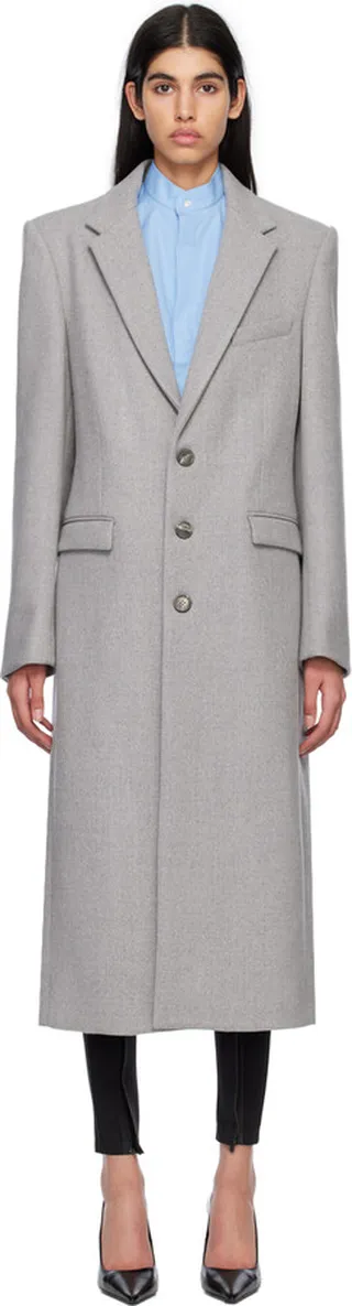 WARDROBE.NYC Gray Single-Breasted Coat