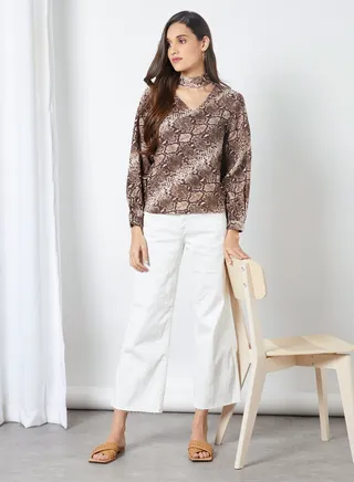 Animal Printed Top Brown/White 