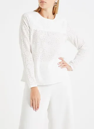 Embroidery Anglaise Top White 