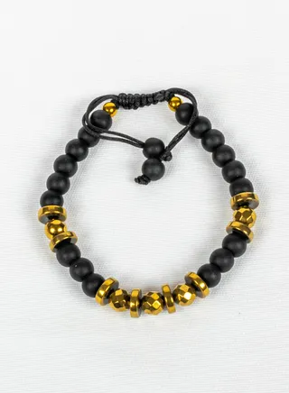 Unisex Paracord Bracelet with Black & Golden Stainless Steel 316 Beads, Premium Quality & Against Color Change 