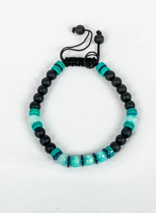 Unisex Paracord Bracelet with Black/Baby Blue Beads, Premium Quality & Against Color Change 