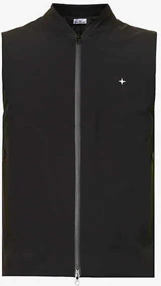 ens Black Stellina Logo-embroidered Shell Gilet
