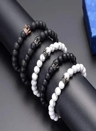 Black Agate Stone Men's Bracelet Handmade Jewelry 