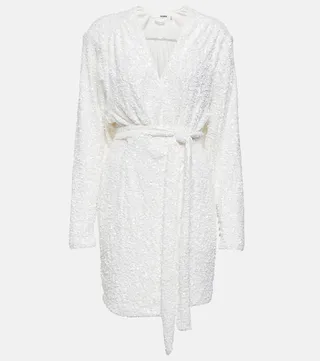 Samantha embellished wrap minidress