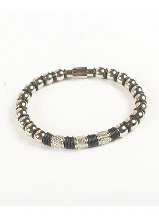 Silver Stainless Steel Beads Bracelet For Him 