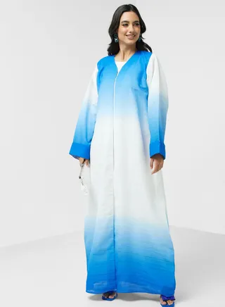 Color Block Open Abaya 