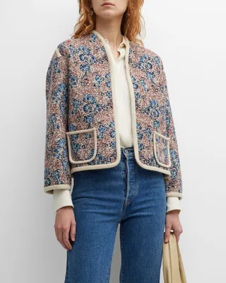 Lesa Floral Jacquard Cashmere Jacket