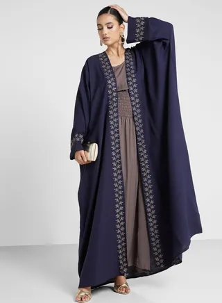 Embroidered Open Abaya 