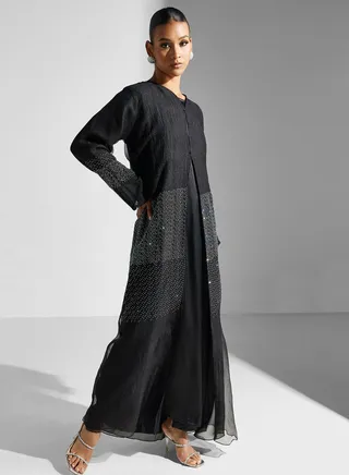 Embellished Flared Sleeve Abaya 