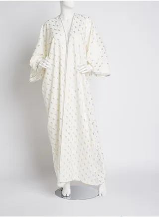 Bell Sleeves Linen Abaya White 