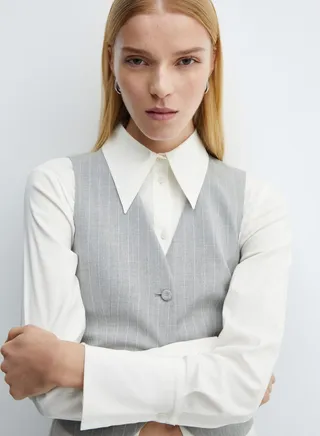 Striped Button Down Waist Coat 