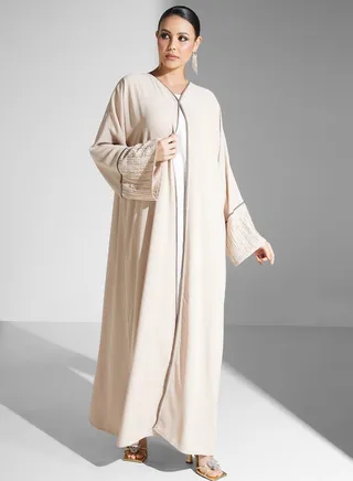 Embellished V- Neck Abaya 