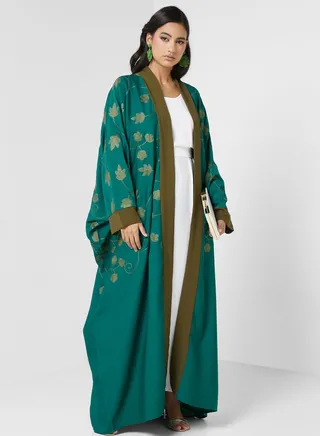 Embroidered Open Cape Sleeve Abaya 