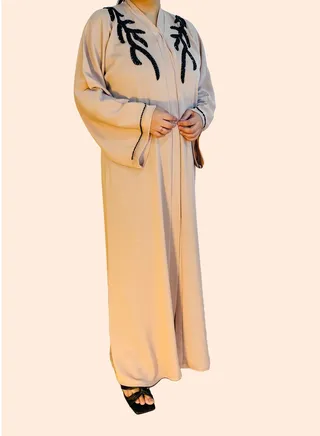 Stunning Crystal Work Abaya Beige 