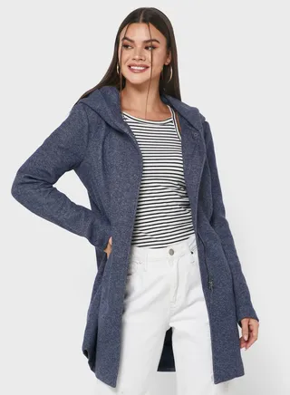 Hooded Pocket Detail Coat 
