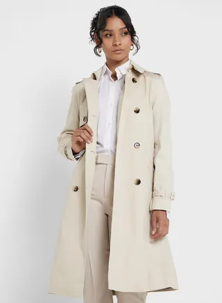 Button Detail Longline Coat 