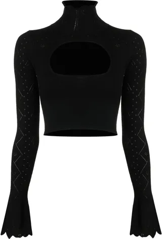 Turtleneck Cut-Out Knitted Top