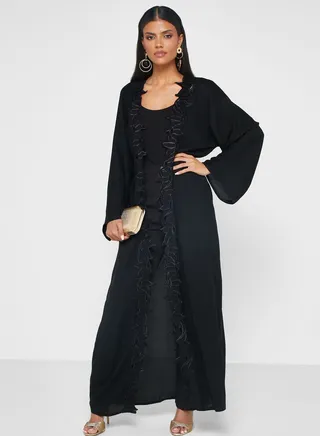 Embroidered Lace Detail Abaya 