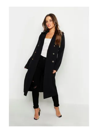 Petite Utility Button Detail Trench Coat 