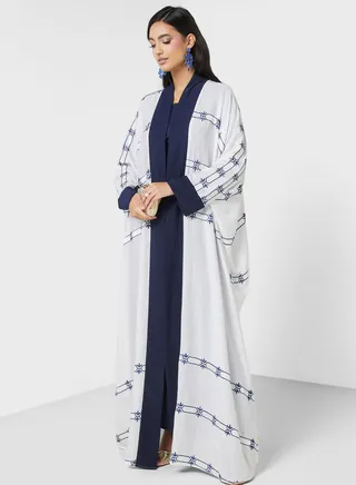 Embroidered Open Abaya 