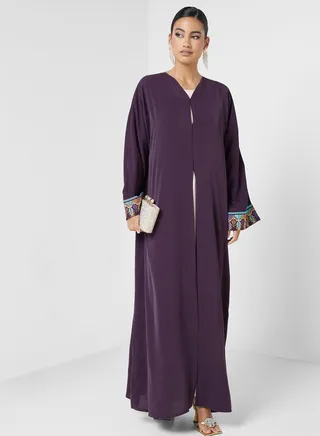 Embroidered Flared Sleeve Abaya