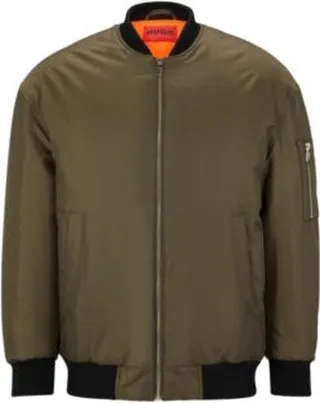 Oversized-fit bomber jacket with zipped sleeve pocket