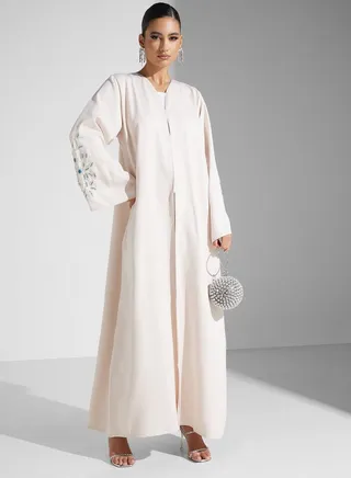 Embellished V- Neck Abaya 